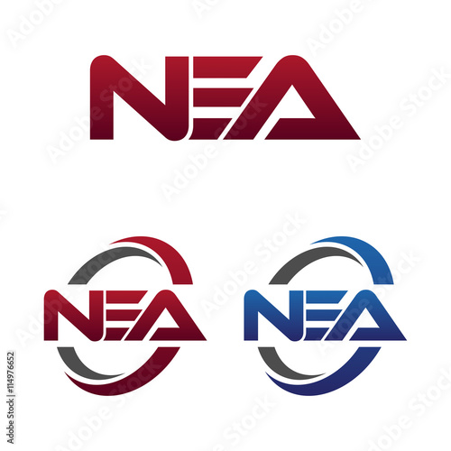 Modern 3 Letters Initial logo Vector Swoosh Red Blue nea photo