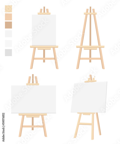 Fotografia Easel flat icon design vector illustration Blank Canvas on Painting chalk folding Isolated on white