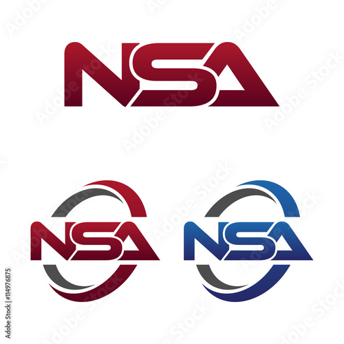 Modern 3 Letters Initial logo Vector Swoosh Red Blue nsa photo