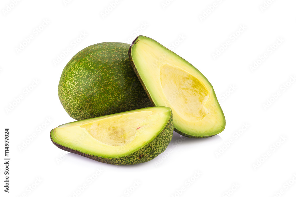 avocado slices isolated on a white background avocado slices isolated on a white background