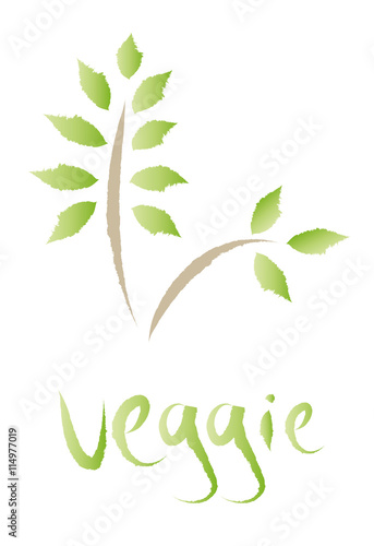 Logo - grüner Zweig mit Blättern und Schriftzug veggie, vegan, vegetarisch - gesunde pflanzliche Ernährung, Herz- und Kreislauf schonen