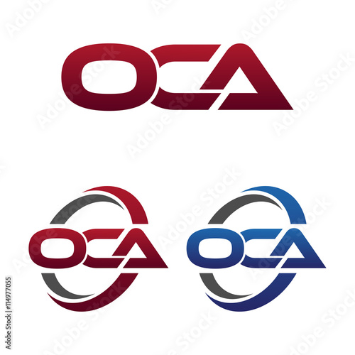 Modern 3 Letters Initial logo Vector Swoosh Red Blue oca