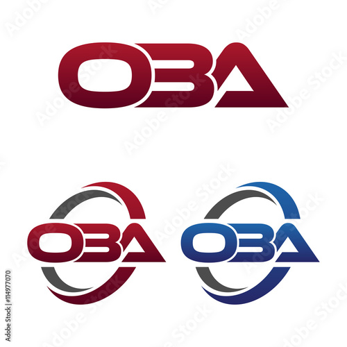 Modern 3 Letters Initial logo Vector Swoosh Red Blue oba photo