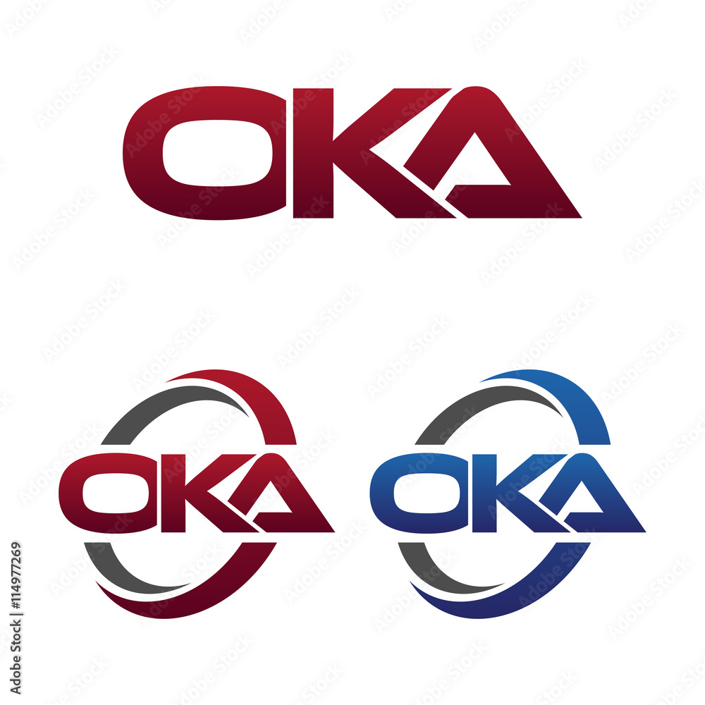 Modern 3 Letters Initial logo Vector Swoosh Red Blue oka Modern 3 Letters Initial logo Vector Swoosh Red Blue oka