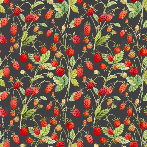Watercolor strawberry pattern