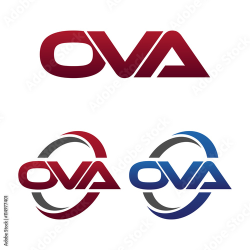Modern 3 Letters Initial logo Vector Swoosh Red Blue ova