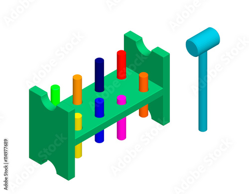 Wooden hammer toy. 3d Vecto...