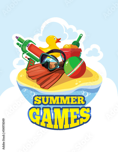 Vector illustration of toys for summer games
