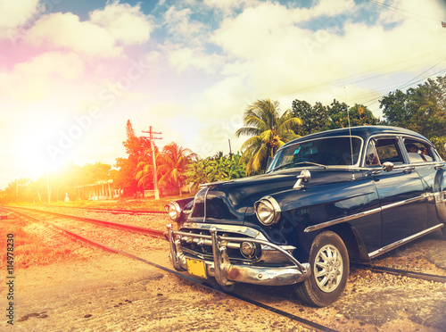 classic car in Havana  Cuba  filtered effect