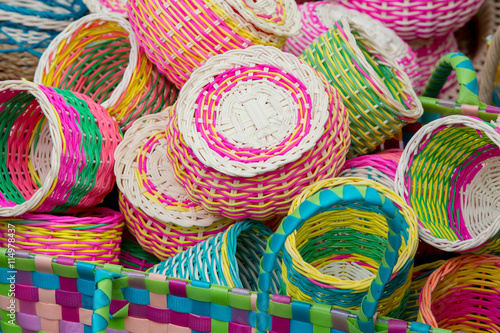Colorful bamboo baskets