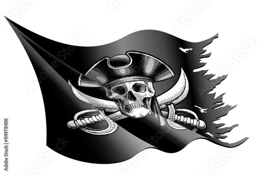 Waving and Torn Pirate Fag