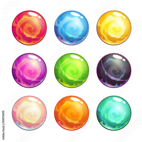 Vector colorful glassy magic balls set