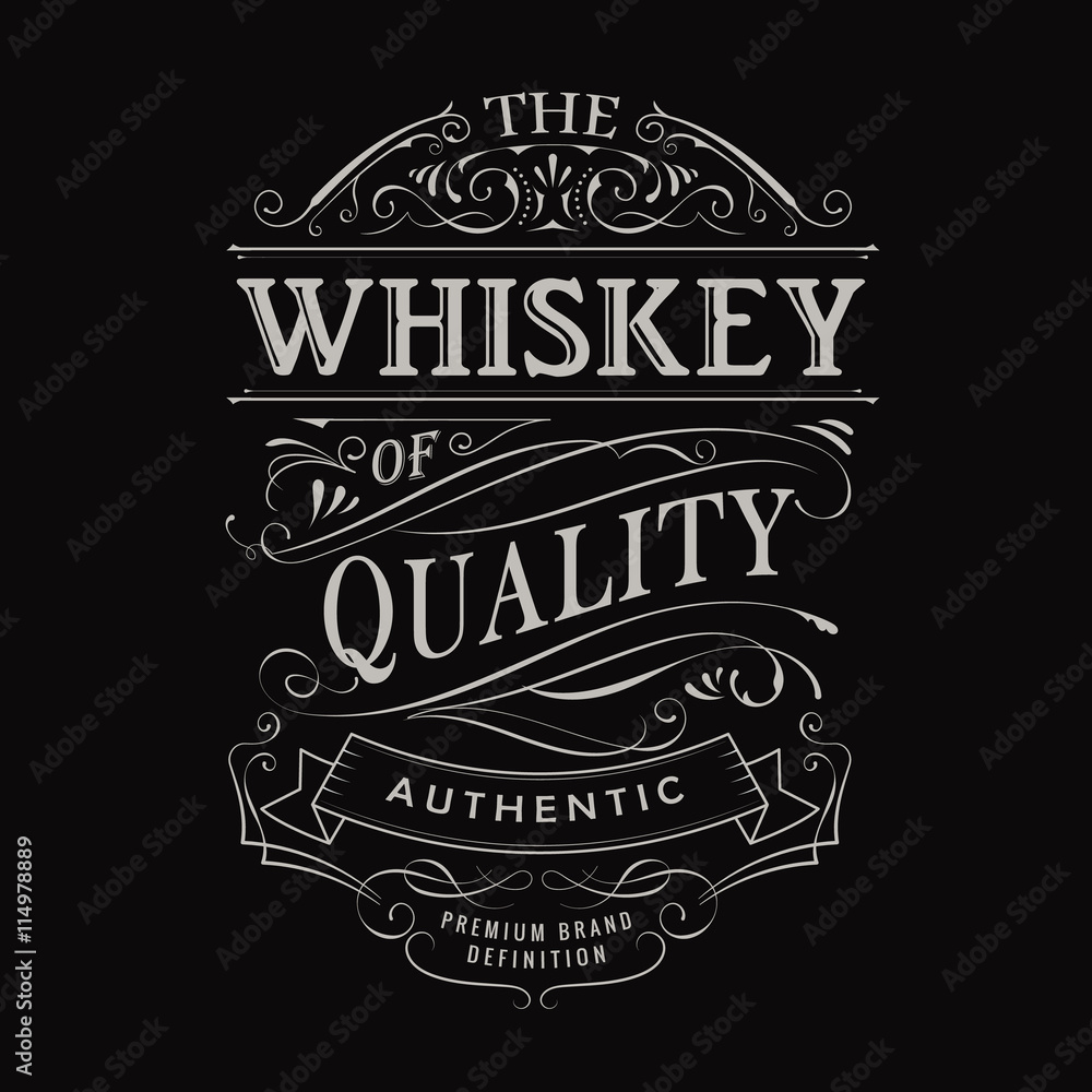 whiskey label hand drawn vintage typography blackboard border ve