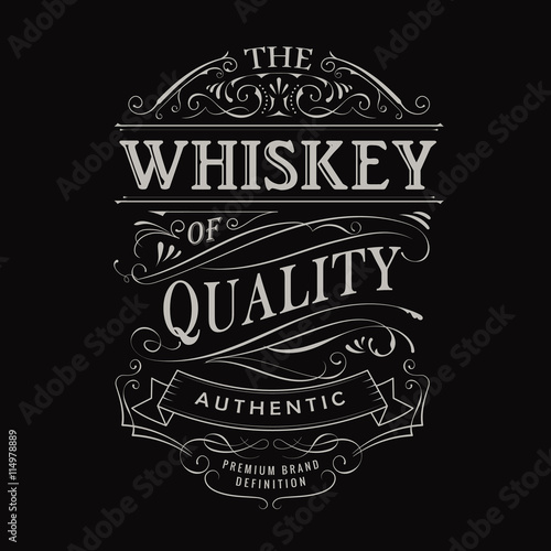 whiskey label hand drawn vintage typography blackboard border ve