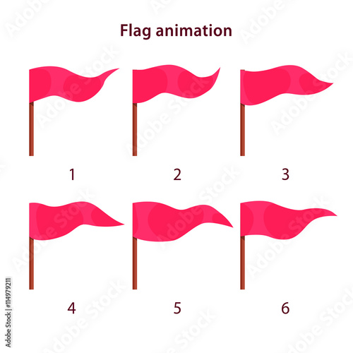 Red triangle shape flag waving animation sprites