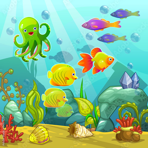 Cartoon underwater landscape