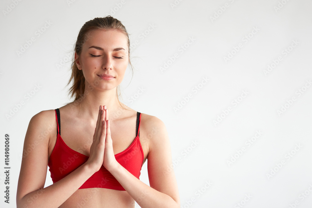 Fototapeta premium Young woman doing yoga