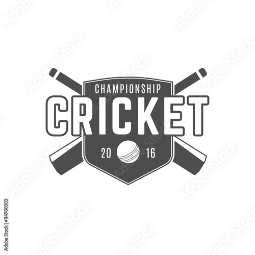 Cricket team emblem and design elements.  championship logo .  club badge. Sports symbols with  gear - bats, ball. Use for web , tee  or print on t-shirt