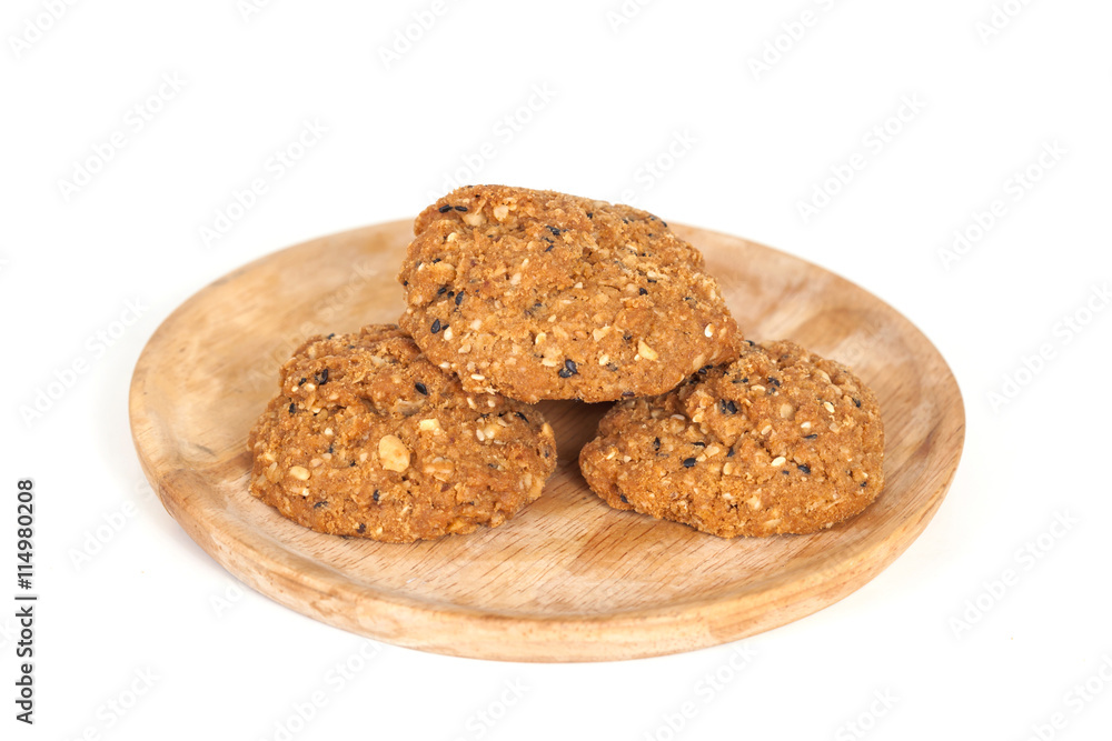 Homemade with whole grain cookies , isloated on white