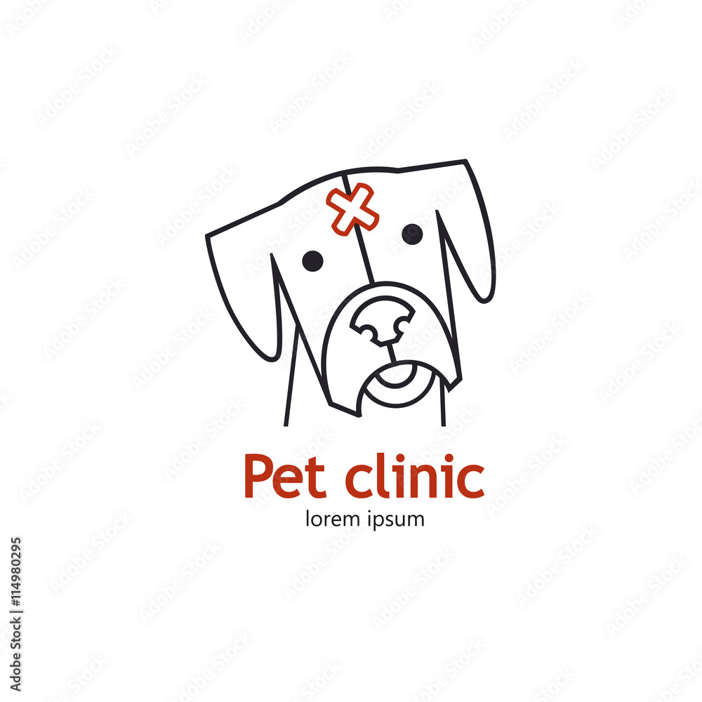 Single logo with a dog made in modern line style vector. Single logo with a dog made in modern line style vector.