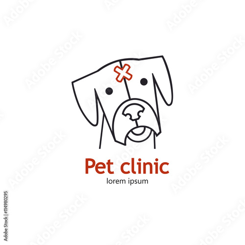 Single logo with a dog made in modern line style vector.