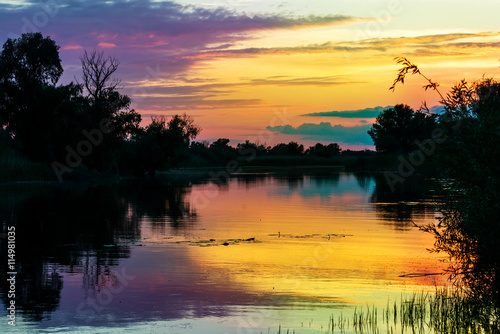 Beautiful sunset in the Danube Delta