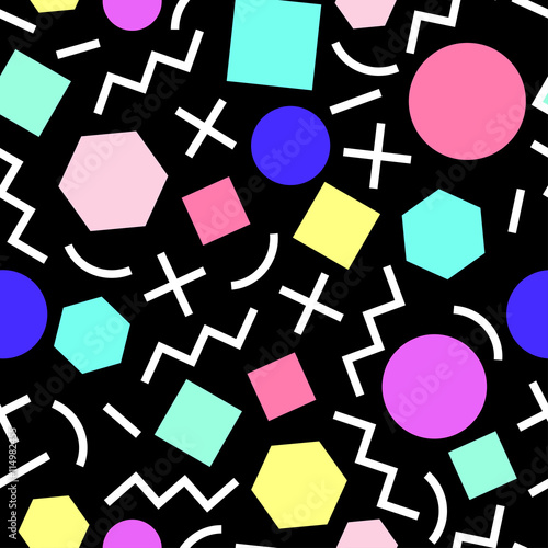 Vector seamless geometric pattern. Memphis Style. Abstract 80s.