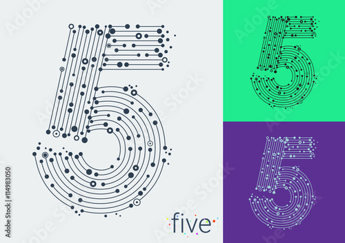 Vector number five on a bright and colorful background.
Mathematical symbols in techno style, created by interplay of lines and points. Template can be used for posters, banners, presentations.
