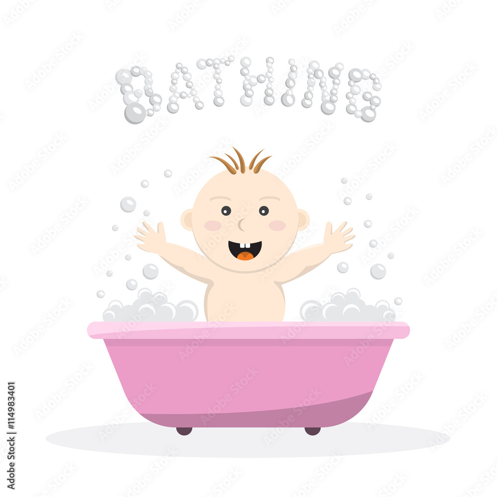 Obraz Baby bathing bath