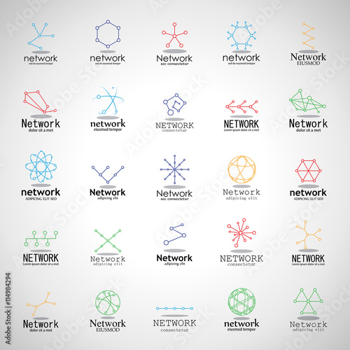 Network Icons Set - Isolated On Gray Background - Vector Illustration, Graphic Design. For Web, Websites