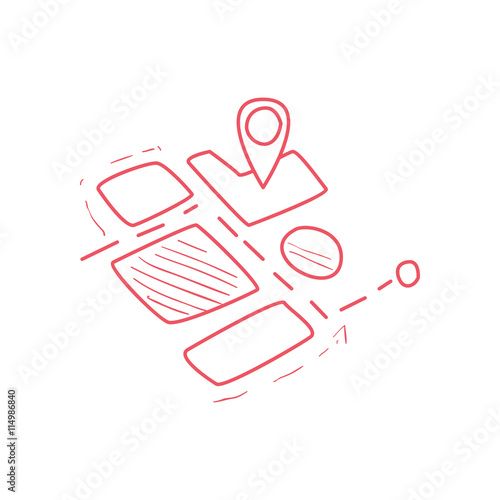 On-line Map Part With Marked Destination