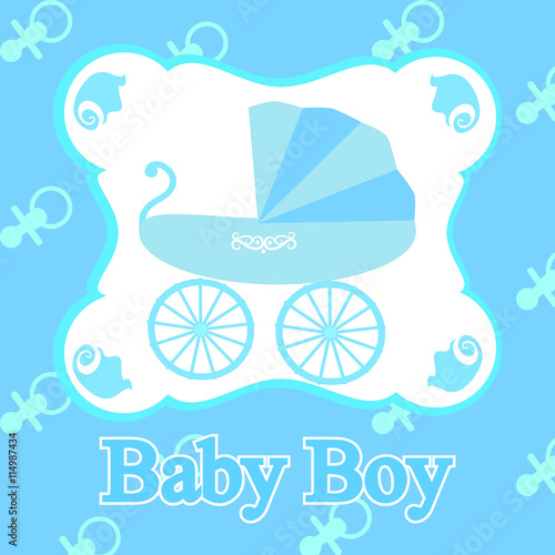 Baby boy announcement card. Vector illustration - stock vector
