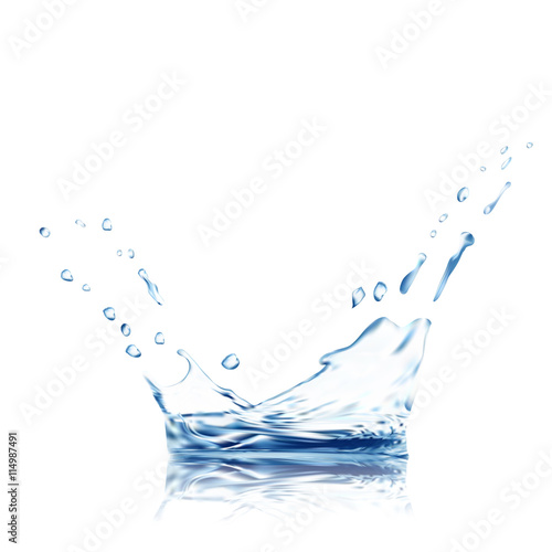 water vector. blue splash isolated on white with drops. 3d illustration. background. eps10.