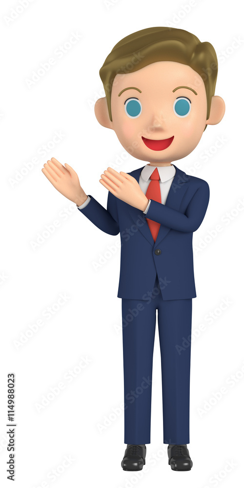 3D illustration character - A business man guides you. 3D illustration character - A business man guides you.