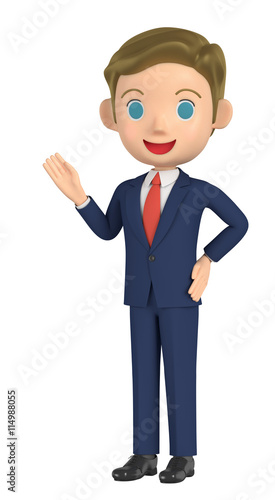 3D illustration character - A business man guides you.