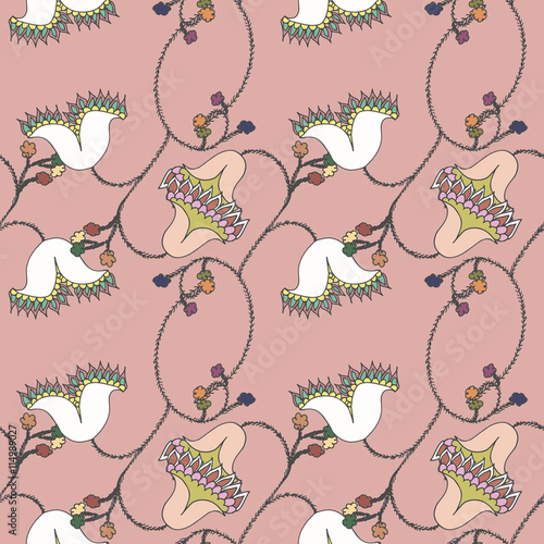 Floral pink seamless pattern