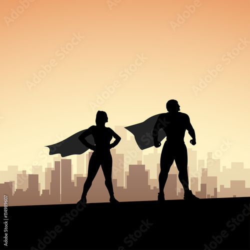 super hero in city