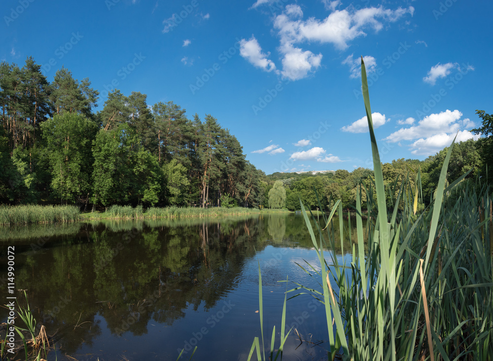 Obraz premium Panorama of Derwentwater in English Lake District from Castlehea