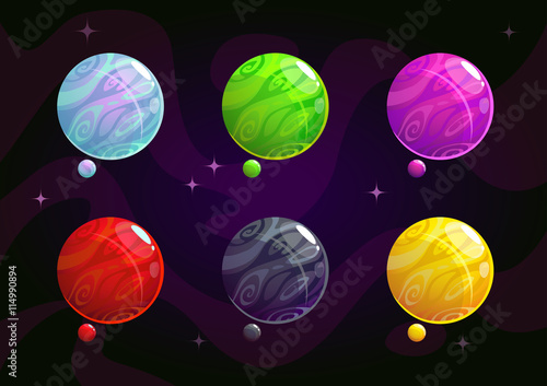Cool bright colorful fantasy planets