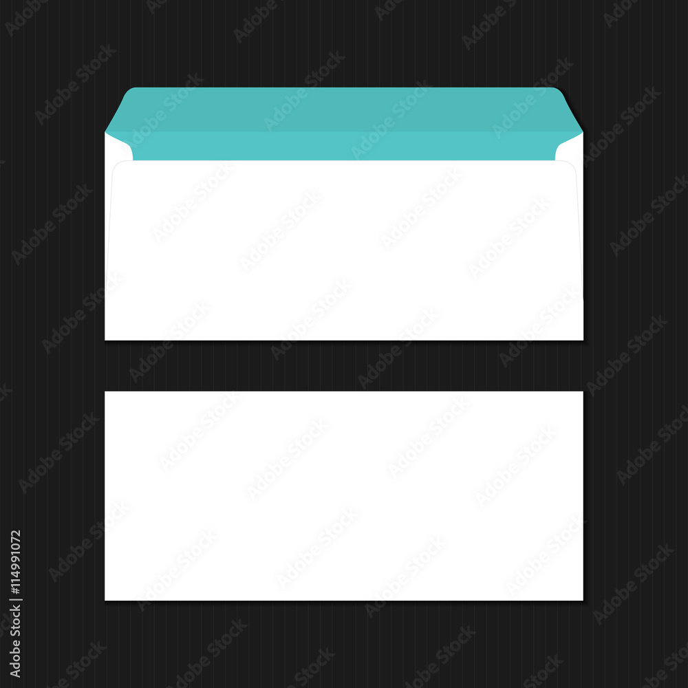 Stylish white envelopes colored inside on black background. Vector template perfect for your design