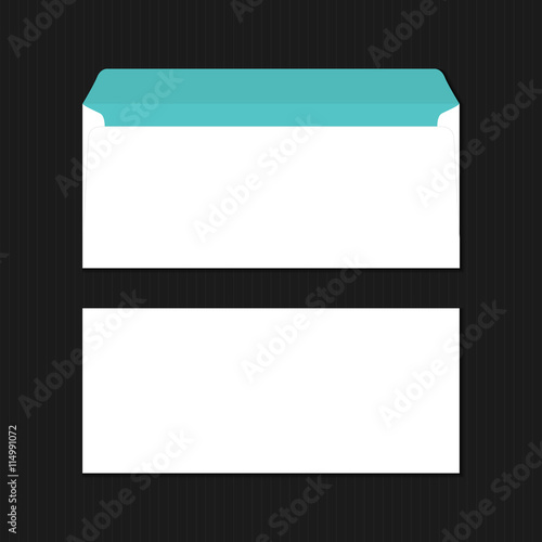 Stylish white envelopes colored inside on black background. Vector template perfect for your design