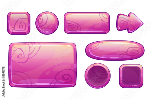 Pink glossy game assets set