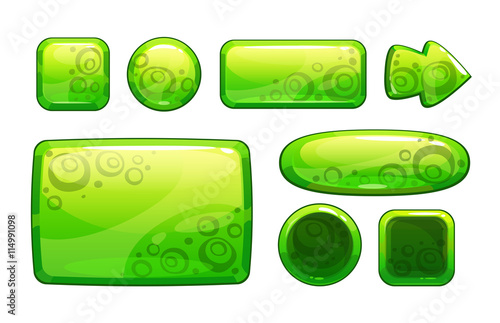 Green glossy game assets set