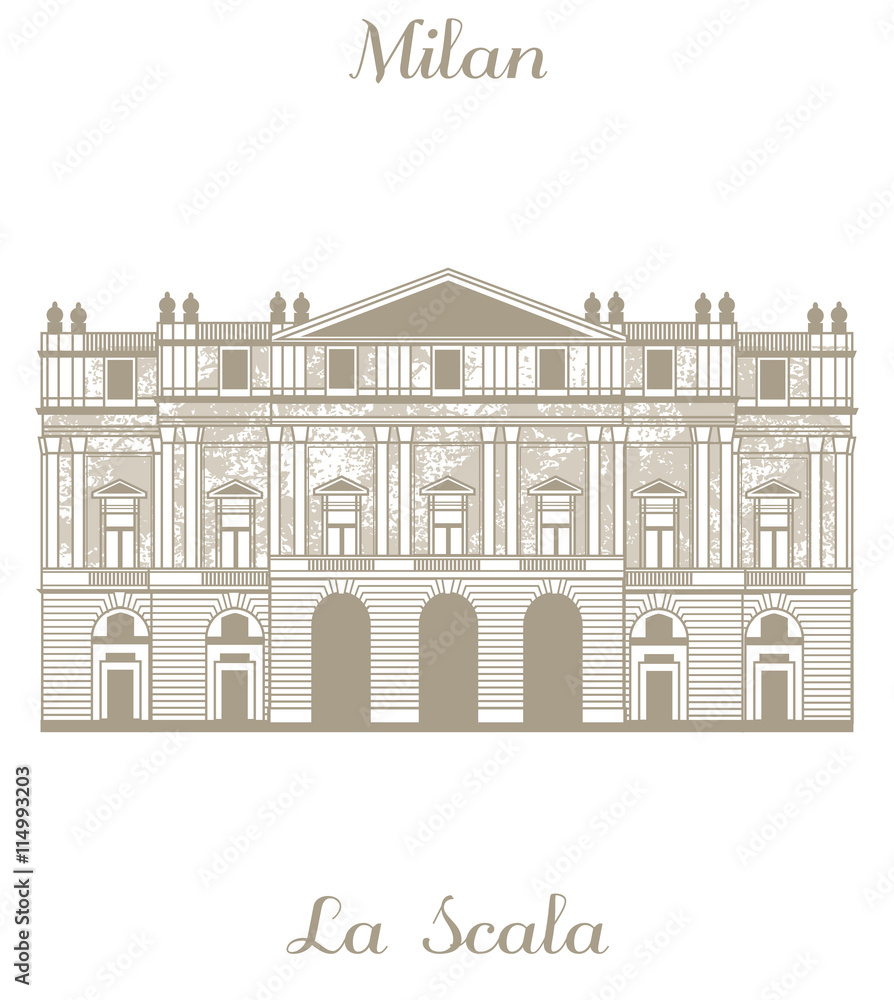 vector hand-drawn illustration of Teatro alla Scala in Milan
