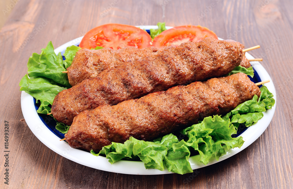 Meat on skewers kebabs