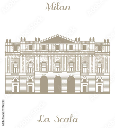 vector hand-drawn illustration of Teatro alla Scala in Milan