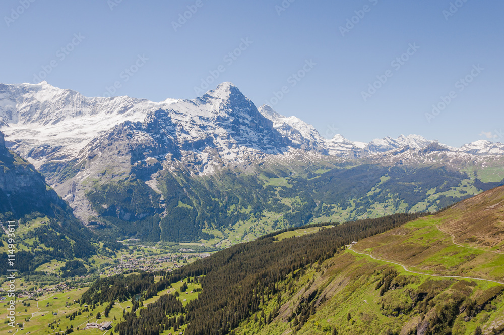 Grindelwald, Dorf, Berner Oberland, Alpen, Eiger, Eigernordwand, Grindelwaldgletscher, First, Wanderweg, Waldspitz, Sommer, Schweiz