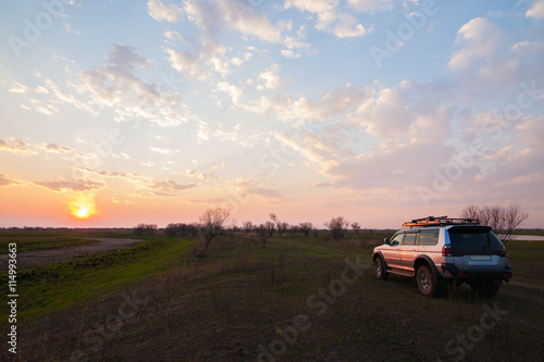 PRIAMURSKY, RUSSIA - MAY 08, 2016: 4x4 SUV on country road at su © yo camon
