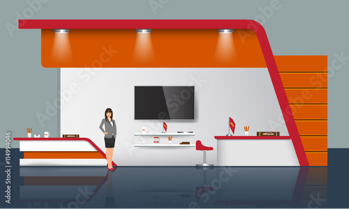 Creative exhibition stand design. Trade Booth template. Corporate identity vector