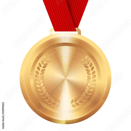 Round golden medal. First place award.
